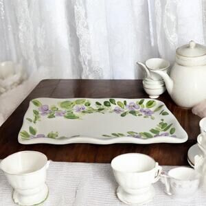 Tabletops Unlimited Mariam's Garden Ceramic Floral Tray For Sugar & Creamer